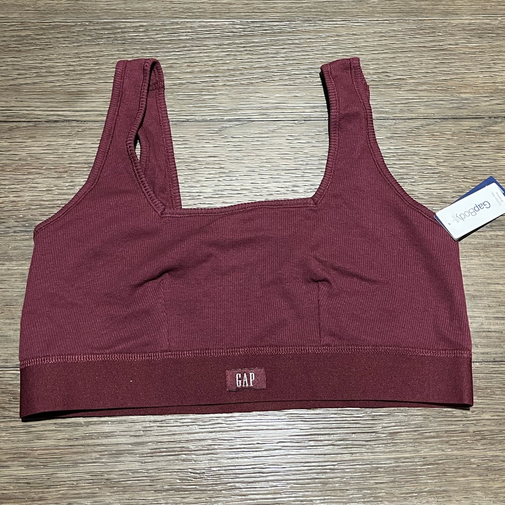GAP Body Women's Burgundy Cotton Rib Bralette size Medium NWT